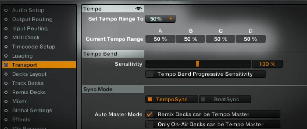 Changing tempo range in Traktor