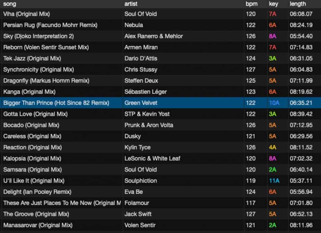 Serato Pro music library with keys