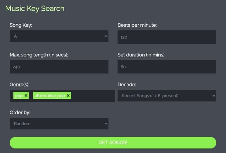 Music key search for harmonic mixing